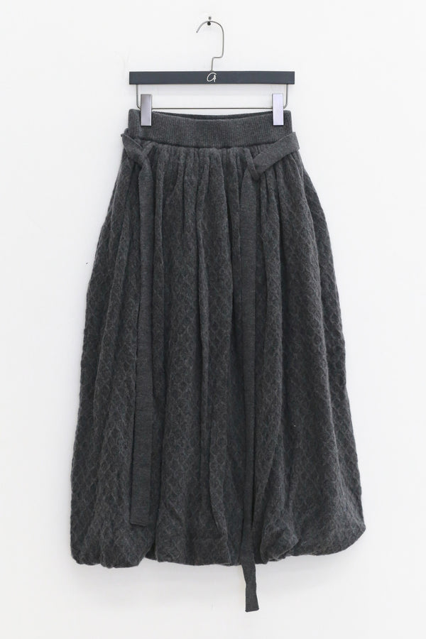 NAN KNITS 25 Autumn and Winter Diamond Pattern Bubble Maxi Skirt NAN-N25AWSK07GRA-SHENHUI Dark Gray